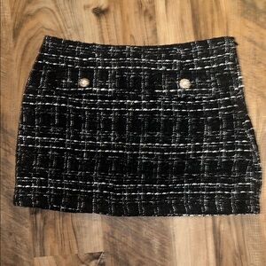 Love Tree Black and White Mini Tweed Skirt